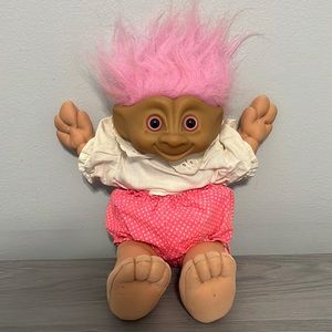 Vintage Ace Plush Troll Doll, Jewel Bellybutton, 11”